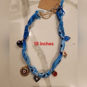 Blue Charm Necklace Bandana Handcrafted